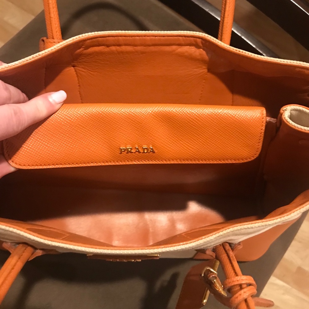 💯 Prada Double Saffiano Cuir & Canapa Medium Tote - Picture 5 of 8